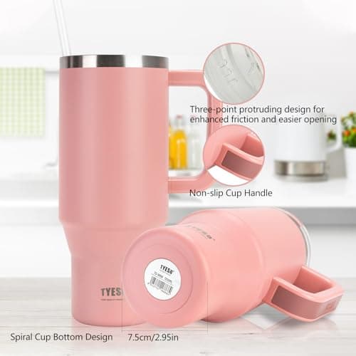 Riley Joy Travel Mug 1200 ml Gourde avec Paille Gobelet à Café à Emporter Anti-fuite en Acier Inoxydable Gobelet Isotherme