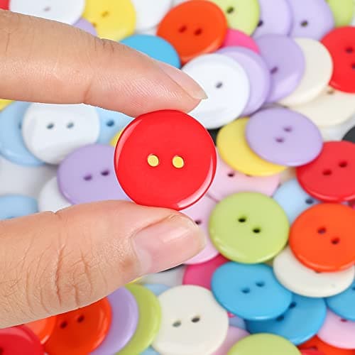 Furuising 180Pcs Boutons Mercerie, 20mm Boutons Colorés, 2 Trous Ronds Résine Bouton avec Boîte de Stockage pour Vêtements Couture Artisanat Ornements et Bricolage Ornement Fait à la