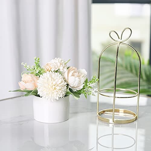 Hobyhoon Fleurs Artificielles avec Vase - Centre de Table Mariage Bouquet Floral d'Hortensia et Chrysanthème pour Décoration de Maison, Salon ou Bureau