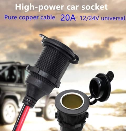 Dongge Rallonge de prise allume-cigare 3m 2.5mm2 20A. Adaptateur de prise allume-cigare fixable avec bornes de batterie 12V / 24V, facile à installer.