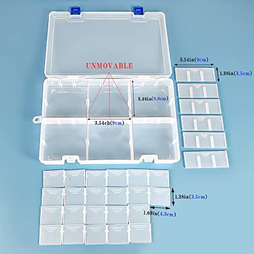DIFIT , Boite de Rangement Plastique avec Séparateurs Réglables 34 Compartiments, Boite Rangement pour Artisanat, Perles etc, Boite Lot de 1