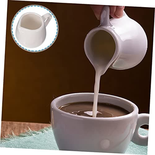 PRETYZOOM Un Verre 4 Pièces cuillère à sauce pichets à vapeur expresso pichet en porcelaine blanche pot de creme pot a lait contenants de sauce tasses de café mini tasse à sauce salade