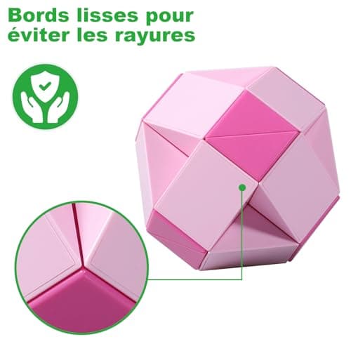 ECHOCUBE Serpent Magique, 2 Paquets de 24 Pièces Magique Cube de Serpent Twist Casse-tête Cadeaux de Fête, Jouets Créatifs Magic Ruler Snake Cube pour Enfants/Adultes (Vert et Rose)