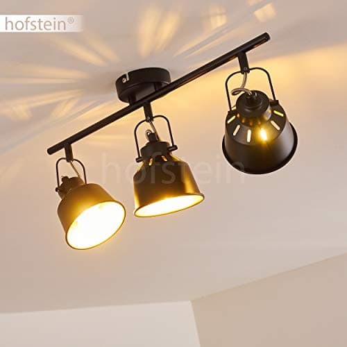 Plafonnier Safari en métal noir et or, 3 spots de plafond pivotants pour ampoules E14, ampoule(s) non incluse(s)
