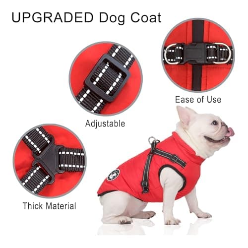 Manteau d'hiver Imperméable pour Chien Chaud avec Harnais, Veste de Chien Imperméable pour Petit Moyen Grands Chiens, Conception de Bandes Réfléchissantes lavables en Machine Anneau en D Durable