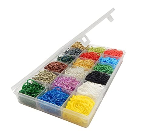Preciosa Ornela Lot de 81 000 perles de rocaille en verre tchèque 11/0 sur plusieurs brins 18 couleurs avec boîte de perles