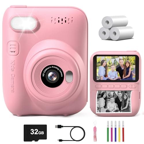 Gofunly Appareil Photo Instantané Enfant, 3.0" Grand Écran Appareils Photos Numériques pour Enfants avec Carte de 32 Go, HD 1080P Vidéo Caméra Enfant de 3 à 12 Ans, Cadeau Jouet Filles Garçons, Rose