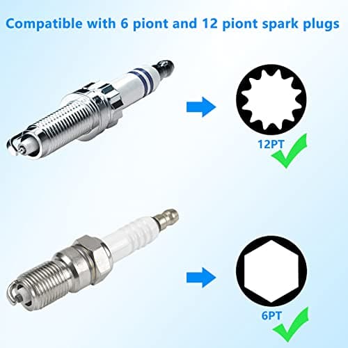 efuturetime Clé à Bougie 16/14mm Douille Bougie, Douille Articulée Magnétique à Bougie Douze Pans, Universelle Cle a Bougie 3/8", Spark Plug Wrench pour Le Démontage et l'Installation (Longue)