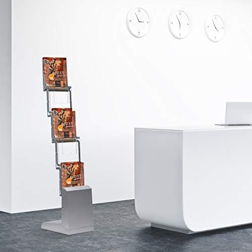DISPLAY SALES - Porte-brochures pliable 5 x DIN A4 avec sac de transport en nylon pour un transport confortable | presentoir a4 pliable en aluminium et plastique transparent