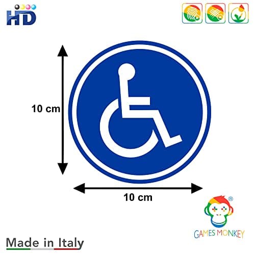 Kit Stickers Handicapés Handicapés - Pour Usage Extérieur et Intérieur - Car Van Truck Lorry Camper (Kit 4 pièces - Cercle)