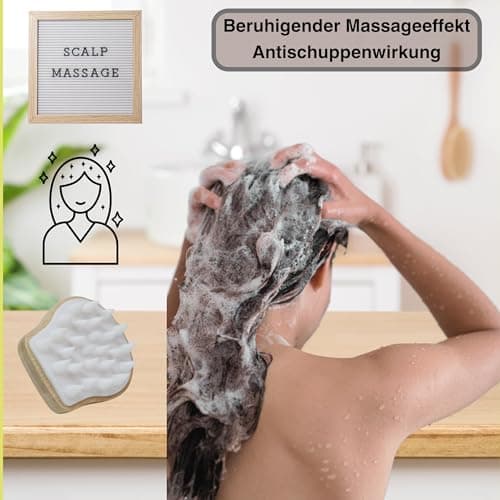 Soinapro Brosse de massage du cuir chevelu, en bambou, avec effet anti-pelliculaire, brosse à shampoing pour la douche, brosse de lavage des cheveux pour une croissance saine des cheveux, massage du
