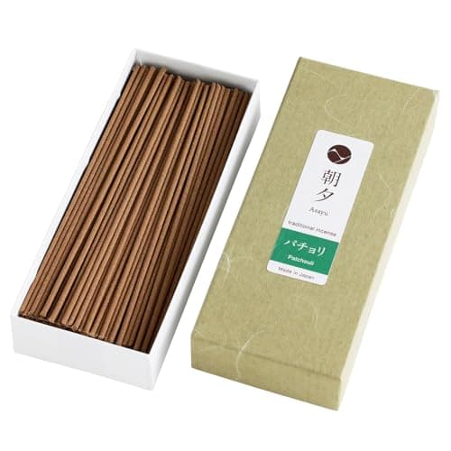 Asayu Japan Bâtons Encens Japonais Traditionnels Parfum Patchouli 40 g - pour Méditation, Détente, et Yoga - Fabriqué au Japon Artisanalements
