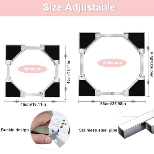 NIUXX Kit de Superposition Universel, Accessoires pour Lave-linge/Sèche-linge, Universel Cadre Intermédiaire pour Lave-linge et Sèche-linge avec Corde à Cliquet, taille réglable(46-66cm)