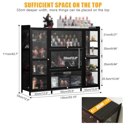 robwibw Vitrine pour Collection 53.15in Vitrine en Verre Acrylique Vitrine pour Objets De Collection Vitrine Acrylique pour Mini Figurines, Objets De Collection