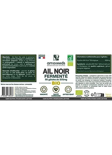 Ail Noir Fermenté BIO | Extra Fort, 900mg / Jour | Contient de la S-Allylcystéine | Santé Cardiaque, Circulation Sanguine, Immunité | Qualité Supérieure | Fabriqué en France