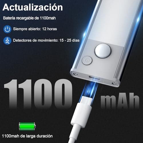Lampe LED Rechargeable Cuisine Reglette - Sans Fil Mouvement Detecteur Lumiere Interieur Sous Meuble Placard Eclairage Lumière Barre éclairage Spécial Intérieur USB Pile Réglette Armoire Light Sensor