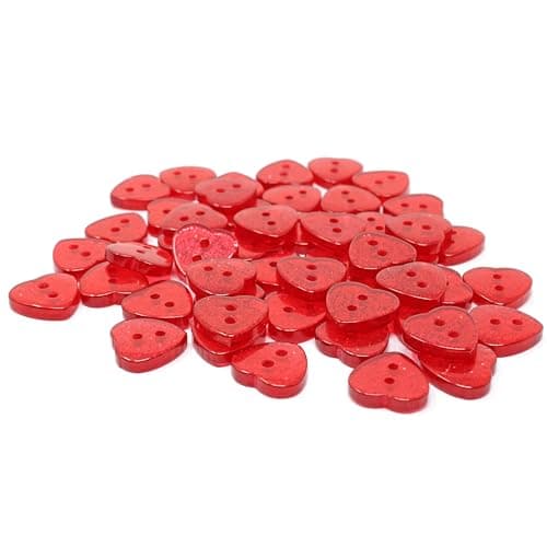 Special Touches Lot de 50 boutons en résine avec cœur à paillettes Rouge 13 mm