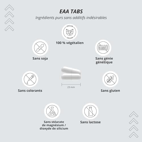EAA comprimés hautement dosé + végétalien - 300 comprimés de 1025mg chacun - acides aminés essentiels - sans glucides + stéarate de magnésium - supplément d'acides aminés