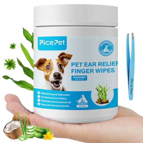 PICE PET Lingettes Nettoyantes pour Les Oreilles aux Algues - Lingettes Douces pour Le Nettoyage du Cérumen et des Débris - Apaise Les Démangeaisons et l'Inflammation - Non Parfumé, 60 Lingettes