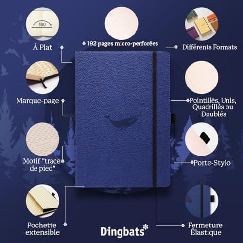 Dingbats - Carnet À Pointillés Pour Animaux Sauvages, Baleine Bleue, A5 - Carnet À Couverture Rigide - Papier Crème 100 G/m2 Résistant À L'encre