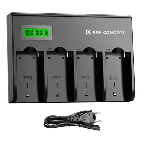 K&F Concept 4-Slots NP-F Batterie Chargeur avec Écran LCD, Euro Plug, Compatible avec Sony NP-F550 F570 F750 F770 F930 F950 F960 F970 Camcorder Li-ION Batterie
