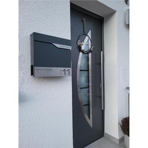 Metzler Boîte aux Lettres Murale avec Porte-nom, Design Moderne avec Compartiment à journaux Anthracite RAL 7016, Personnalisable avec Plaque Nominative en Acier Inoxydable V2A | Modèle Siebert...