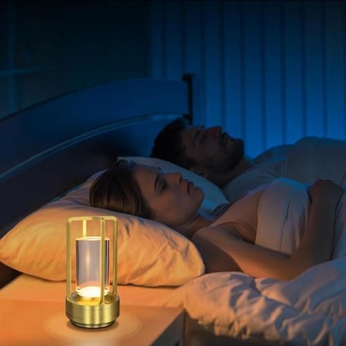 Lampe de Table LED sans Fil, USB Rechargeable Lampe de Bureau avec Batterie 2600mAh, Lampe de Chevet Tactile, Lampe Cristal, Lampe De Table LED Dimmable pour Chevet, Camping, Interieur, Exterieur, Or