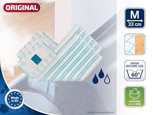 Leifheit Lot de 2 housses lave-sol Clean Twist M Ergo micro duo, housse de rechange microfibres, housse pour balai à plat nettoyante et absorbante, housse polyvalente tous sols, housse double fibre