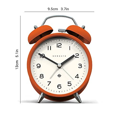NEWGATE ® Charlie Bell Echo Alarm - Petit Réveil de Chevet Contemporain - Accessoires de Chambre - Réveils - Accessoires de Bureau - Horloge de Chevet - Chiffres Arabes (Orange)