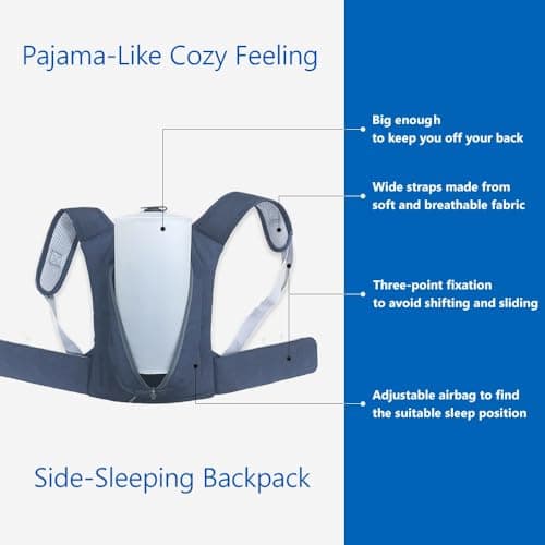 WoodyKnows Sac à Dos pour Sommeil latéral, Nouveau modèle pour Maintenir la Position de Sommeil latérale│Appareil de thérapie du Sommeil latéral│Solution d'aide Anti-ronflement (Petit)