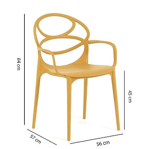 RATTATAN Charlotte - Chaises en résine renforcée de Fibre de Verre, empilables, Usage intérieur et extérieur (4, Jaune Moutarde)