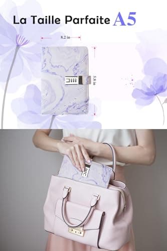 GOORAIFU Journal Intime avec Cadenas pour Filles et Femmes, Carnet Secret A5 en Cuir PU, 240 Pages, Carnet de Notes avec Stylo à Bille en Métal et Coffret Cadeau,violet