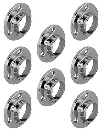 Gedotec Cintre de tringle d'armoire, supports de tube d'armoire en métal ronds pour tringles Ø 25 mm | Support de tube rond pour tube d'armoire et vestiaire | chrome poli | 8 pièces