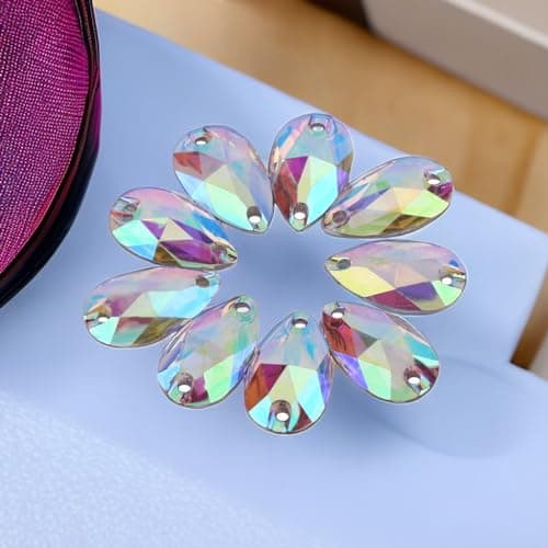 200 pièces couture goutte forme coudre sur résine flatback avec Double trous pour bricolage vêtements chaussures ceinture sacs(multicolore)