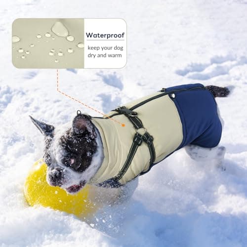 Hjumarayan Manteau Chien - Manteaux d'hiver pour Chiens Manteau Imperméable Chien Veste Chien, Manteau Chien avec Harnais Manteau Chien Petite Taille Manteau Yorkshire Jack Russel, Bleu Marine M
