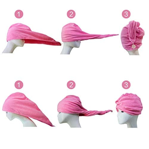 Polyte - 2 Serviettes Turban en Microfibres - séchage des Cheveux - Gris - 31 x 71 cm