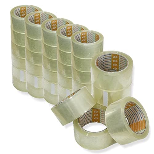 Printation 36x Set 50mm ruban d'emballage transparent - ruban adhésif pour colis et paquets, résistant à la déchirure et peu bruyant - 36 rouleaux de ruban adhésif de 66m chacun - silencieux (36)