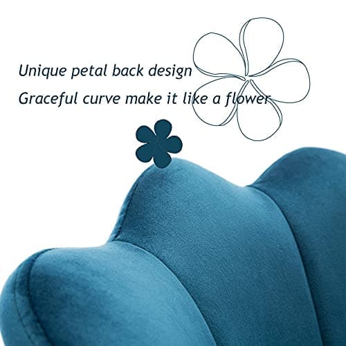 Wahson Fauteuil en Velours Fauteuil Coquillage avec Pieds Métal, Fauteuil Chambre Confortable Chaise Relax pour Salon/Chambre (Bleu Sarcelle)