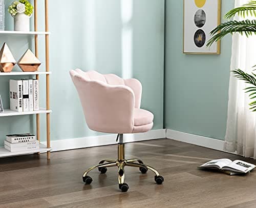 Wahson Chaise de Bureau pivotante en Velours Fauteuil de Bureau réglable en Hauteur Chaise pour Chambre à Coucher/Coiffeuse (Rose Clair)