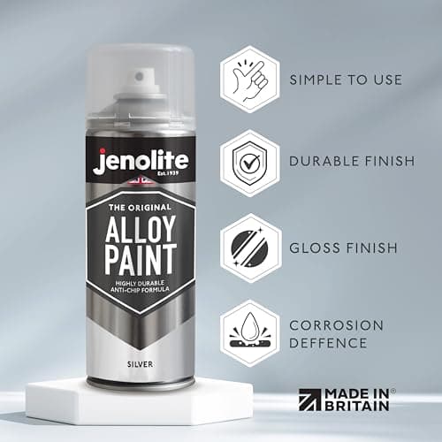 JENOLITE Peinture pour jantes en alliage | ARGENT | Rénover et restaurer les alliages automobiles | Résistant à la corrosion et aux éclats de pierre | 3 x 400ml