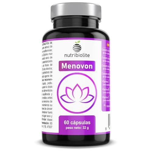 Ménopause Traitement - Isoflavones de Soja et Trèfle Rouge, Extraits Concentrés d'Actée à Grappes Noires, Gattilier et Vitamines E, B6, D3 - Sans additifs - 60 gélules (2 mois) - Menovon