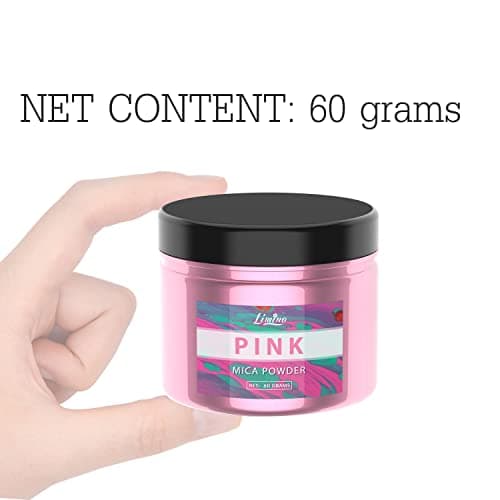 Colorant résine époxy Métalliqu - 60g Poudre Mica Pigment de résine époxy pour Epoxy Resin, Fabrication de Savon - Mica Powder Naturel pour Art de Résine, Peinture, Nail Art, Bombe de Bain (Rose)