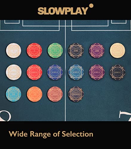 SLOWPLAY Jetons de Poker en céramique Nash en Vrac, jetons de Poker en céramique de qualité Casino de 10 grammes pour Texas Hold'em, jetons Professionnels de 39 mm, Paquet de 50(Rouge)
