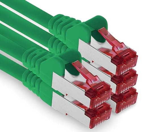 1aTTack.de - 5x 0,5 m câble patch CAT6 S/FTP PIMF blindage CAT.6 câble réseau RJ45 câble Ethernet DSL LAN routeur commutateur modem panneau de brassage - vert - 5 pièces