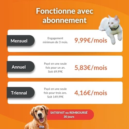 Weenect Chien XS - Nouveau GPS pour Chien | Mini Traceur GPS pour Chien en Temps réel | Etanche | Plus Petit modèle du marché | Fonctionne avec abonnement | Garantie à Vie