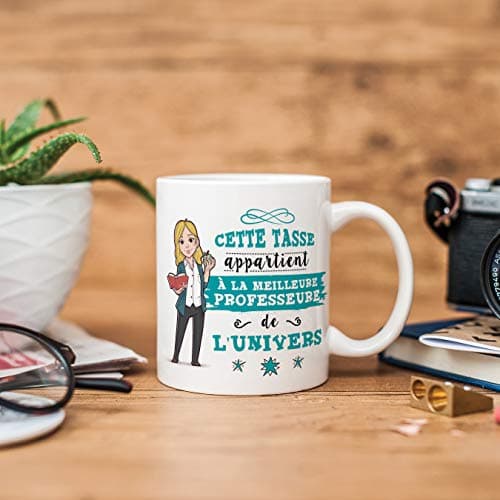 Mugffins Professeure Tasses Originales de café et Petit-déjeuner à Donner Travailleurs Professionnels - Cette Tasse Appartient à la Meilleure Professeure de l'univers - Céramique 350 ML