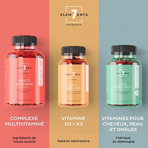 Multivitamines Gummies Gommes aux Fruits pour Cheveux Peau Ongles | Complément Alimentaire Naturel Vegan - Oursons Gommeux Sans Sucre à base d'Extraits de Plantes | Vitamine A C D E B2 Biotine Zinc