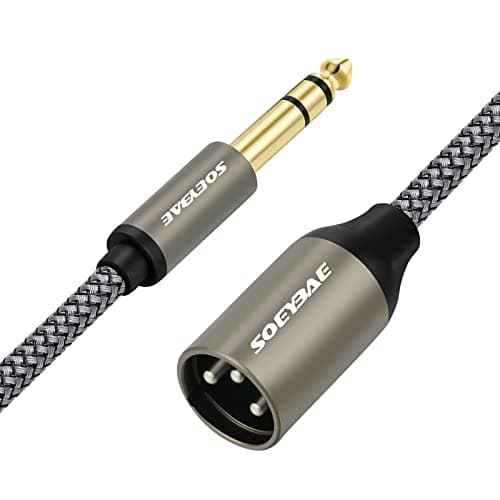 SOEYBAE XLR Mâle vers 6,35 mm TRS Mâle 5M,jack stéréo Tressé microphone Câble pour haut-parleurs, scènes, DJ, consoles audio de studio
