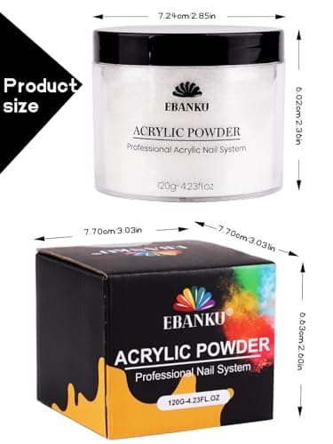 EBANKU Poudre acrylique à paillettes argentées, 120 g, poudre acrylique de grande capacité, poudre acrylique professionnelle, pour extension des ongles, sculpture des ongles, pas besoin