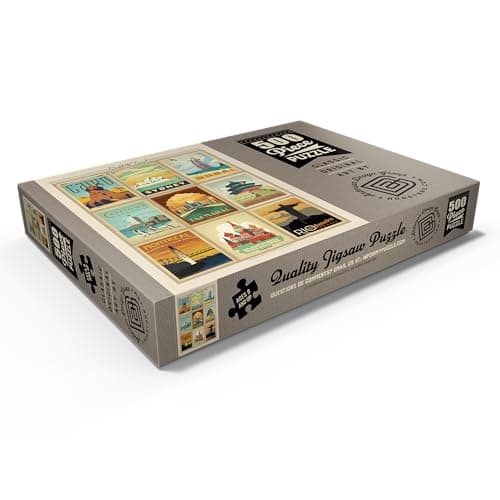 MyPuzzle World Travel, Collage, Poster Vintage - Premium 500 Pièces Puzzle - Collection spéciale MyPuzzle de Anderson Design Group